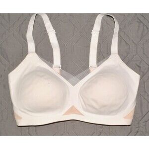 Honeylove Sz XS Wireless T-Shirt Bra White Nude Mesh Adjustable Straps Comfort